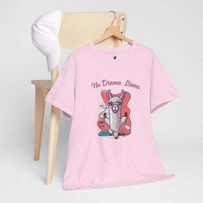 No Drama Llama Unisex Heavy Cotton Tee - Fun Graphic Tee for Casual Wear