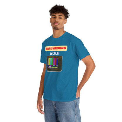 Retro Art Unisex Heavy Cotton Tee - Fun and Colorful Graphic T-Shirt for Art Lovers, Gift for Artists, Casual Wear, Art Inspired Apparel