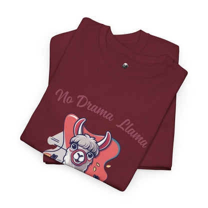No Drama Llama Unisex Heavy Cotton Tee - Fun Graphic Tee for Casual Wear