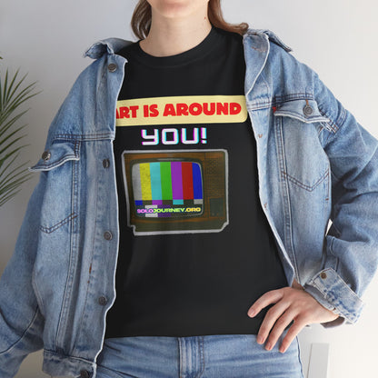 Retro Art Unisex Heavy Cotton Tee - Fun and Colorful Graphic T-Shirt for Art Lovers, Gift for Artists, Casual Wear, Art Inspired Apparel