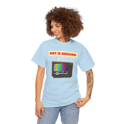Retro Art Unisex Heavy Cotton Tee - Fun and Colorful Graphic T-Shirt for Art Lovers, Gift for Artists, Casual Wear, Art Inspired Apparel