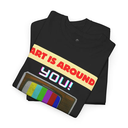 Retro Art Unisex Heavy Cotton Tee - Fun and Colorful Graphic T-Shirt for Art Lovers, Gift for Artists, Casual Wear, Art Inspired Apparel