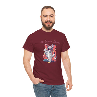 No Drama Llama Unisex Heavy Cotton Tee - Fun Graphic Tee for Casual Wear