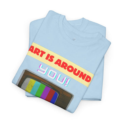 Retro Art Unisex Heavy Cotton Tee - Fun and Colorful Graphic T-Shirt for Art Lovers, Gift for Artists, Casual Wear, Art Inspired Apparel
