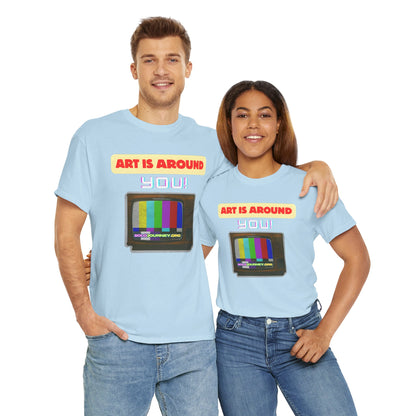 Retro Art Unisex Heavy Cotton Tee - Fun and Colorful Graphic T-Shirt for Art Lovers, Gift for Artists, Casual Wear, Art Inspired Apparel