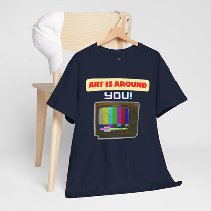 Retro Art Unisex Heavy Cotton Tee - Fun and Colorful Graphic T-Shirt for Art Lovers, Gift for Artists, Casual Wear, Art Inspired Apparel