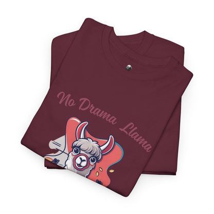 No Drama Llama Unisex Heavy Cotton Tee - Fun Graphic Tee for Casual Wear