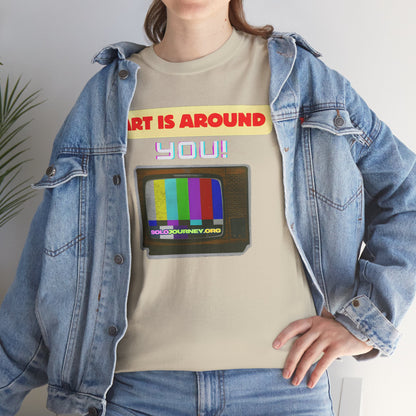 Retro Art Unisex Heavy Cotton Tee - Fun and Colorful Graphic T-Shirt for Art Lovers, Gift for Artists, Casual Wear, Art Inspired Apparel