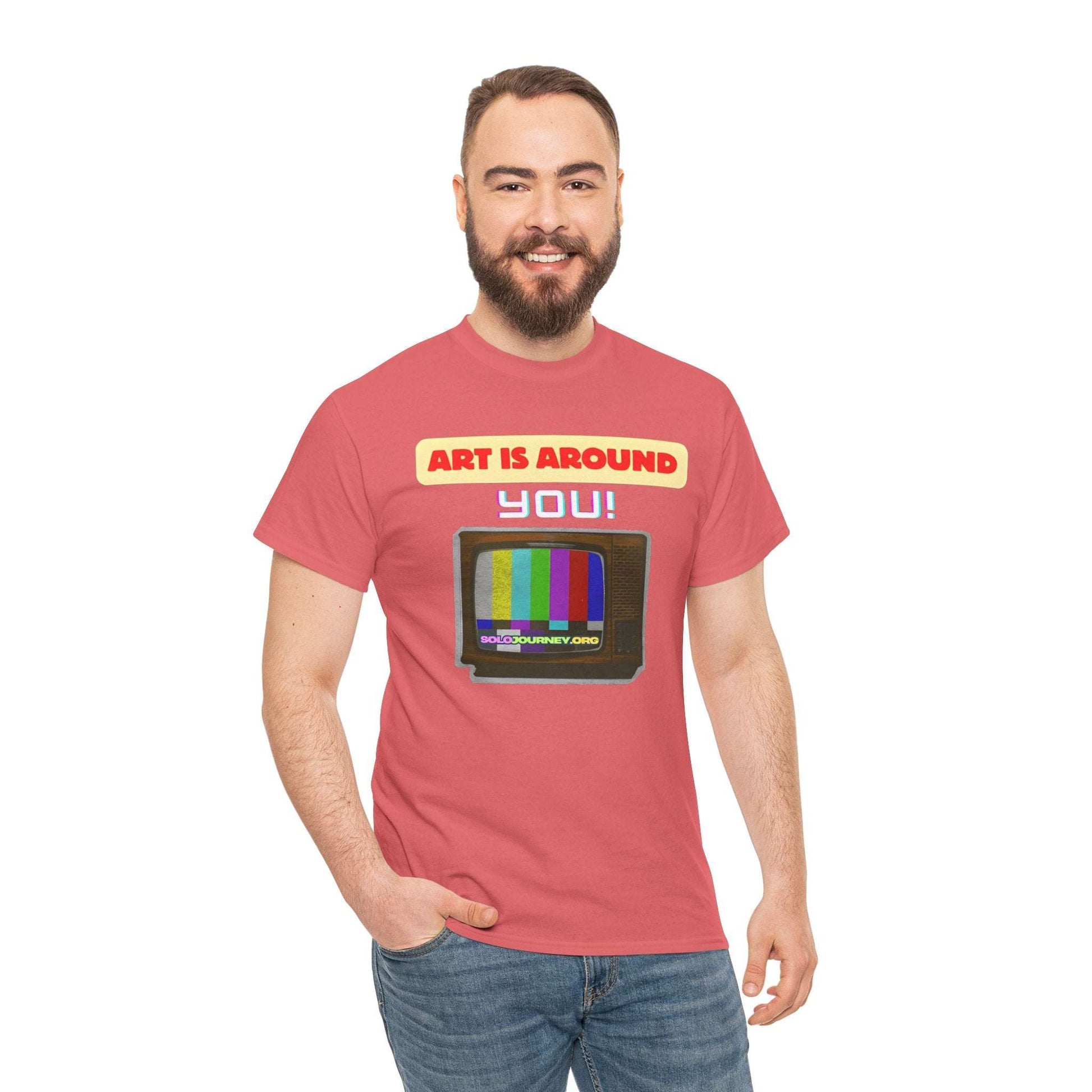 Retro Art Unisex Heavy Cotton Tee - Fun and Colorful Graphic T-Shirt for Art Lovers, Gift for Artists, Casual Wear, Art Inspired Apparel