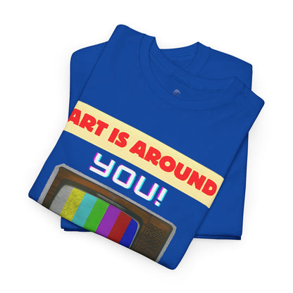 Retro Art Unisex Heavy Cotton Tee - Fun and Colorful Graphic T-Shirt for Art Lovers, Gift for Artists, Casual Wear, Art Inspired Apparel