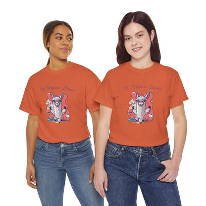 No Drama Llama Unisex Heavy Cotton Tee - Fun Graphic Tee for Casual Wear