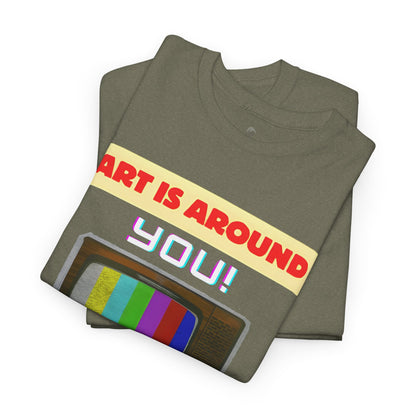 Retro Art Unisex Heavy Cotton Tee - Fun and Colorful Graphic T-Shirt for Art Lovers, Gift for Artists, Casual Wear, Art Inspired Apparel
