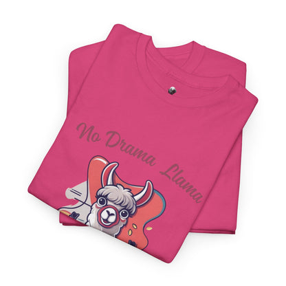 No Drama Llama Unisex Heavy Cotton Tee - Fun Graphic Tee for Casual Wear
