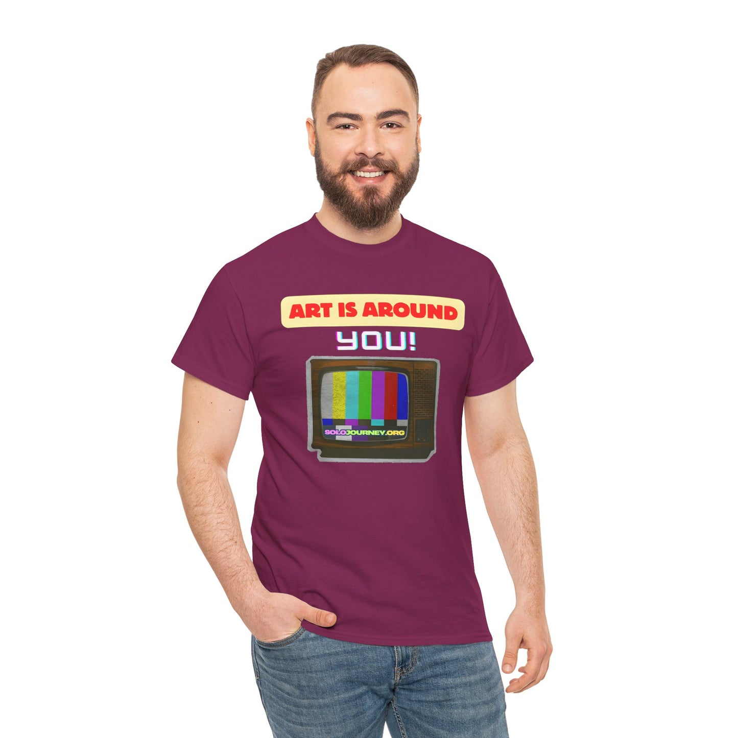 Retro Art Unisex Heavy Cotton Tee - Fun and Colorful Graphic T-Shirt for Art Lovers, Gift for Artists, Casual Wear, Art Inspired Apparel