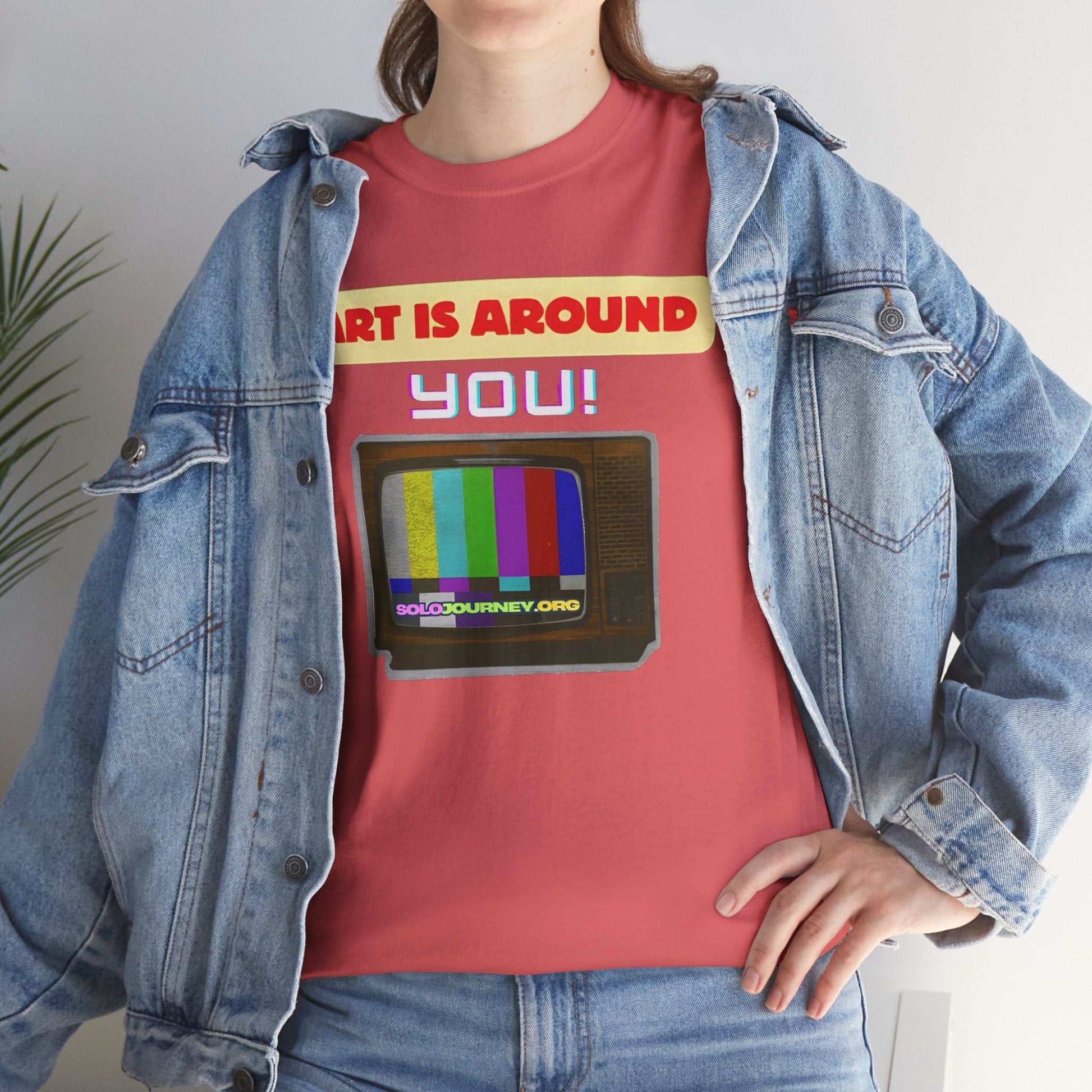 Retro Art Unisex Heavy Cotton Tee - Fun and Colorful Graphic T-Shirt for Art Lovers, Gift for Artists, Casual Wear, Art Inspired Apparel
