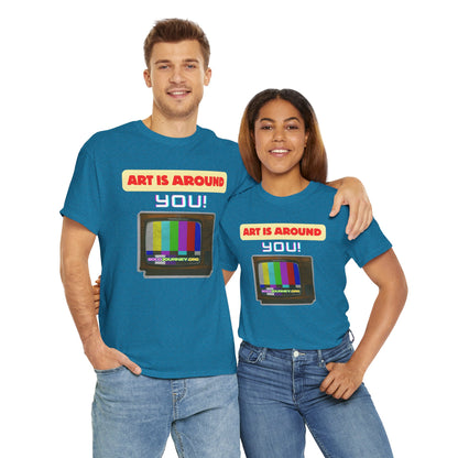 Retro Art Unisex Heavy Cotton Tee - Fun and Colorful Graphic T-Shirt for Art Lovers, Gift for Artists, Casual Wear, Art Inspired Apparel