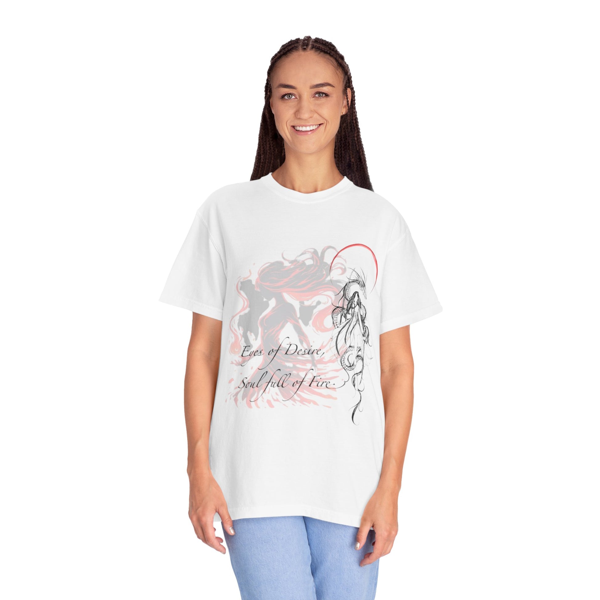 Pink Aurora Design Unisex T-Shirt showcasing eco-friendly organic cotton fabric with hand-drawn graphic, perfect for trendy and sustainable fashion enthusiasts.