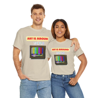 Retro Art Unisex Heavy Cotton Tee - Fun and Colorful Graphic T-Shirt for Art Lovers, Gift for Artists, Casual Wear, Art Inspired Apparel