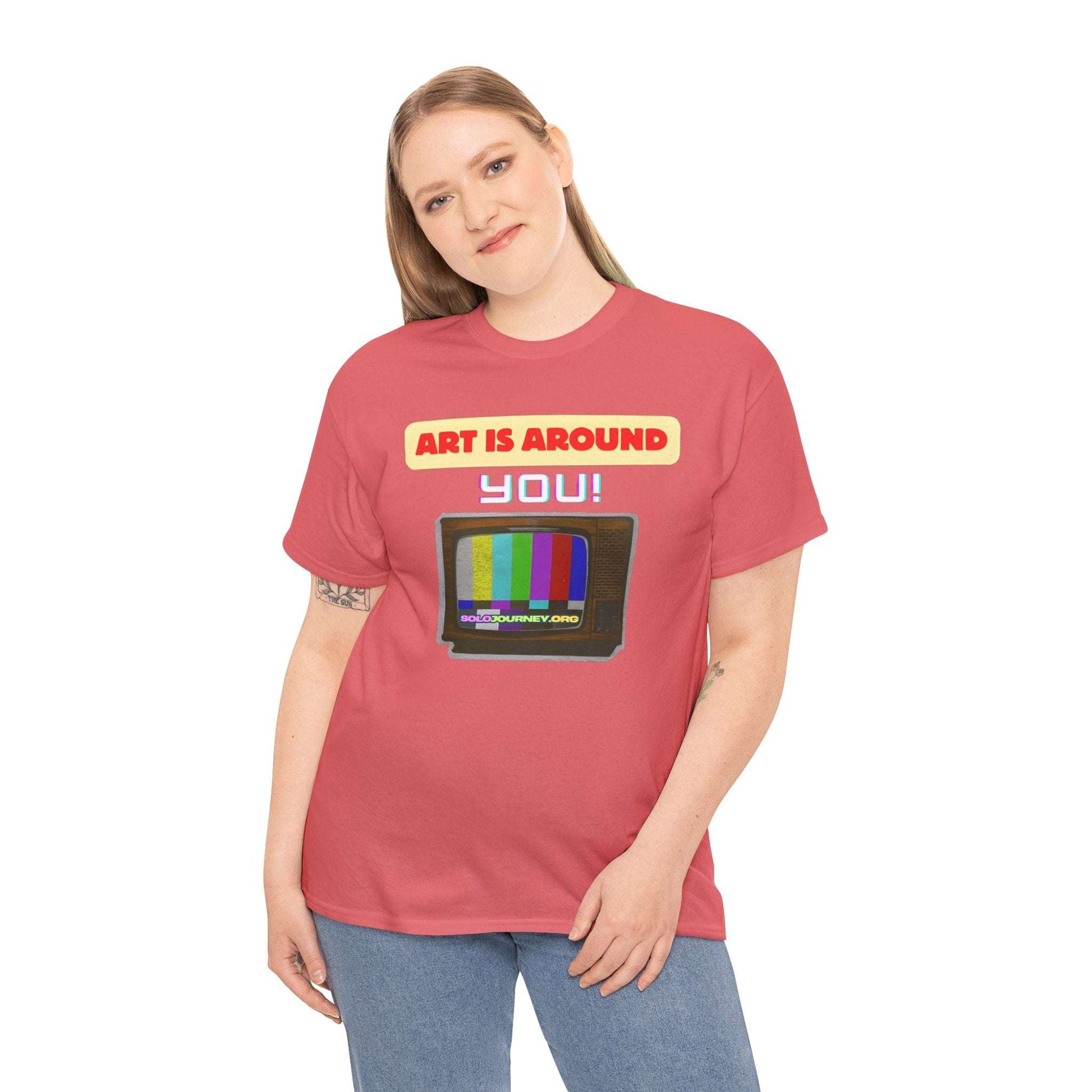 Retro Art Unisex Heavy Cotton Tee - Fun and Colorful Graphic T-Shirt for Art Lovers, Gift for Artists, Casual Wear, Art Inspired Apparel