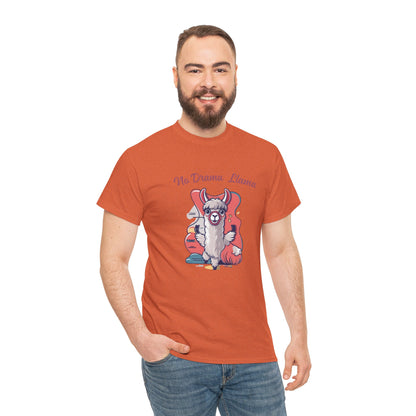 No Drama Llama Unisex Heavy Cotton Tee - Fun Graphic Tee for Casual Wear