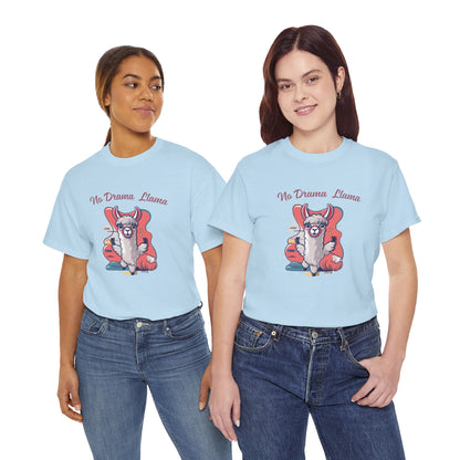 No Drama Llama Unisex Heavy Cotton Tee - Fun Graphic Tee for Casual Wear
