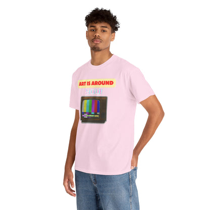 Retro Art Unisex Heavy Cotton Tee - Fun and Colorful Graphic T-Shirt for Art Lovers, Gift for Artists, Casual Wear, Art Inspired Apparel