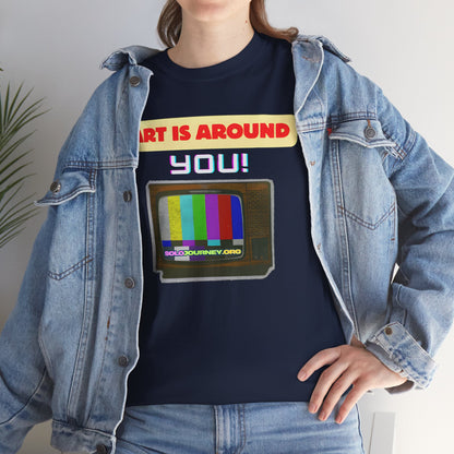 Retro Art Unisex Heavy Cotton Tee - Fun and Colorful Graphic T-Shirt for Art Lovers, Gift for Artists, Casual Wear, Art Inspired Apparel