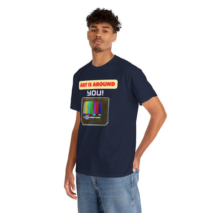 Retro Art Unisex Heavy Cotton Tee - Fun and Colorful Graphic T-Shirt for Art Lovers, Gift for Artists, Casual Wear, Art Inspired Apparel