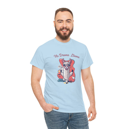 No Drama Llama Unisex Heavy Cotton Tee - Fun Graphic Tee for Casual Wear