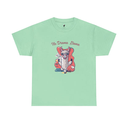 No Drama Llama Unisex Heavy Cotton Tee - Fun Graphic Tee for Casual Wear