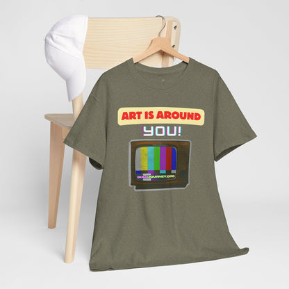 Retro Art Unisex Heavy Cotton Tee - Fun and Colorful Graphic T-Shirt for Art Lovers, Gift for Artists, Casual Wear, Art Inspired Apparel