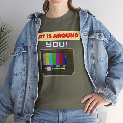 Retro Art Unisex Heavy Cotton Tee - Fun and Colorful Graphic T-Shirt for Art Lovers, Gift for Artists, Casual Wear, Art Inspired Apparel