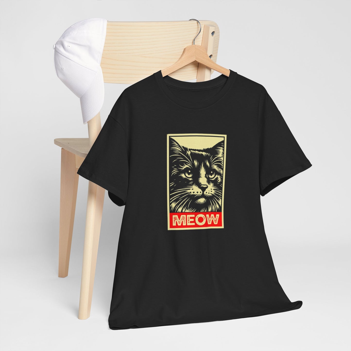 Retro Cat graphic Unisex Heavy Cotton Tshirt - MEOW Design