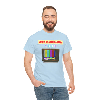Retro Art Unisex Heavy Cotton Tee - Fun and Colorful Graphic T-Shirt for Art Lovers, Gift for Artists, Casual Wear, Art Inspired Apparel