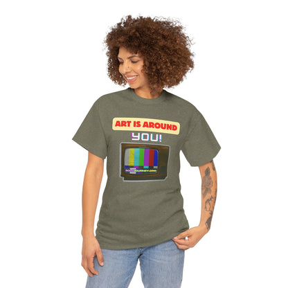 Retro Art Unisex Heavy Cotton Tee - Fun and Colorful Graphic T-Shirt for Art Lovers, Gift for Artists, Casual Wear, Art Inspired Apparel
