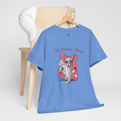 No Drama Llama Unisex Heavy Cotton Tee - Fun Graphic Tee for Casual Wear