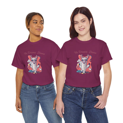 No Drama Llama Unisex Heavy Cotton Tee - Fun Graphic Tee for Casual Wear