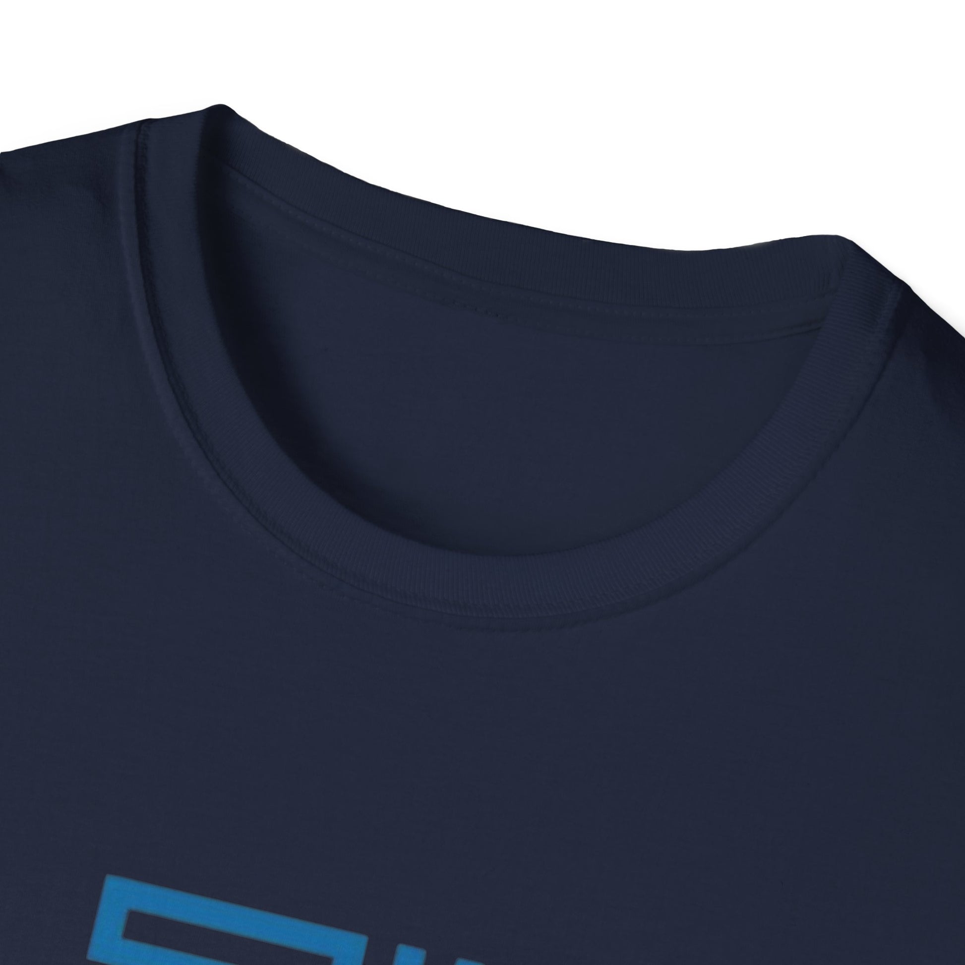 Detail shot of the eco-friendly label on the Our Time Has Value Unisex Softstyle T-Shirt, highlighting its sustainable material.