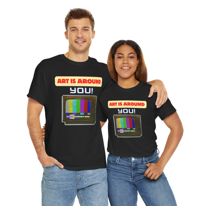 Retro Art Unisex Heavy Cotton Tee - Fun and Colorful Graphic T-Shirt for Art Lovers, Gift for Artists, Casual Wear, Art Inspired Apparel
