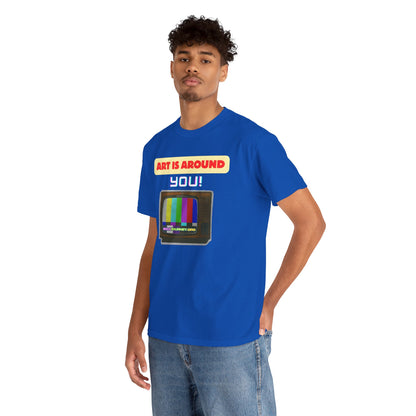 Retro Art Unisex Heavy Cotton Tee - Fun and Colorful Graphic T-Shirt for Art Lovers, Gift for Artists, Casual Wear, Art Inspired Apparel