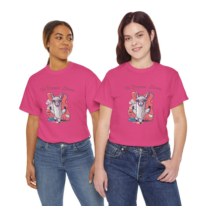 No Drama Llama Unisex Heavy Cotton Tee - Fun Graphic Tee for Casual Wear
