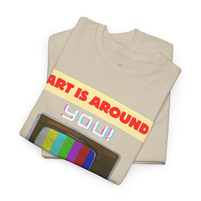 Retro Art Unisex Heavy Cotton Tee - Fun and Colorful Graphic T-Shirt for Art Lovers, Gift for Artists, Casual Wear, Art Inspired Apparel