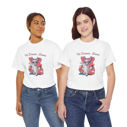 No Drama Llama Unisex Heavy Cotton Tee - Fun Graphic Tee for Casual Wear