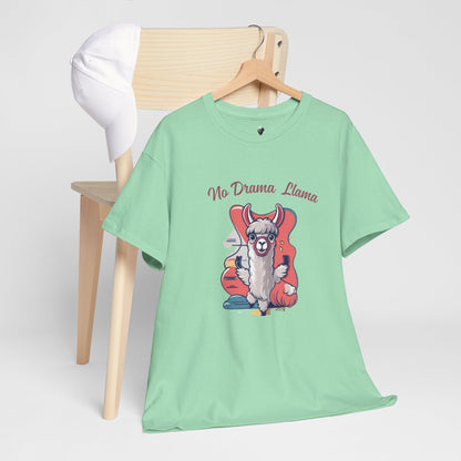 No Drama Llama Unisex Heavy Cotton Tee - Fun Graphic Tee for Casual Wear