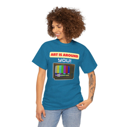 Retro Art Unisex Heavy Cotton Tee - Fun and Colorful Graphic T-Shirt for Art Lovers, Gift for Artists, Casual Wear, Art Inspired Apparel