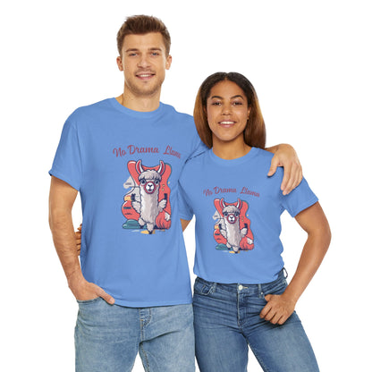 No Drama Llama Unisex Heavy Cotton Tee - Fun Graphic Tee for Casual Wear