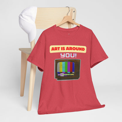 Retro Art Unisex Heavy Cotton Tee - Fun and Colorful Graphic T-Shirt for Art Lovers, Gift for Artists, Casual Wear, Art Inspired Apparel