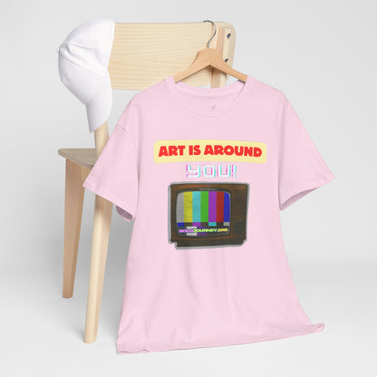Retro Art Unisex Heavy Cotton Tee - Fun and Colorful Graphic T-Shirt for Art Lovers, Gift for Artists, Casual Wear, Art Inspired Apparel
