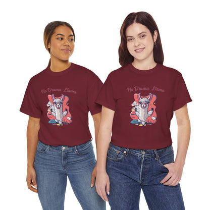No Drama Llama Unisex Heavy Cotton Tee - Fun Graphic Tee for Casual Wear