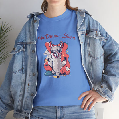 No Drama Llama Unisex Heavy Cotton Tee - Fun Graphic Tee for Casual Wear